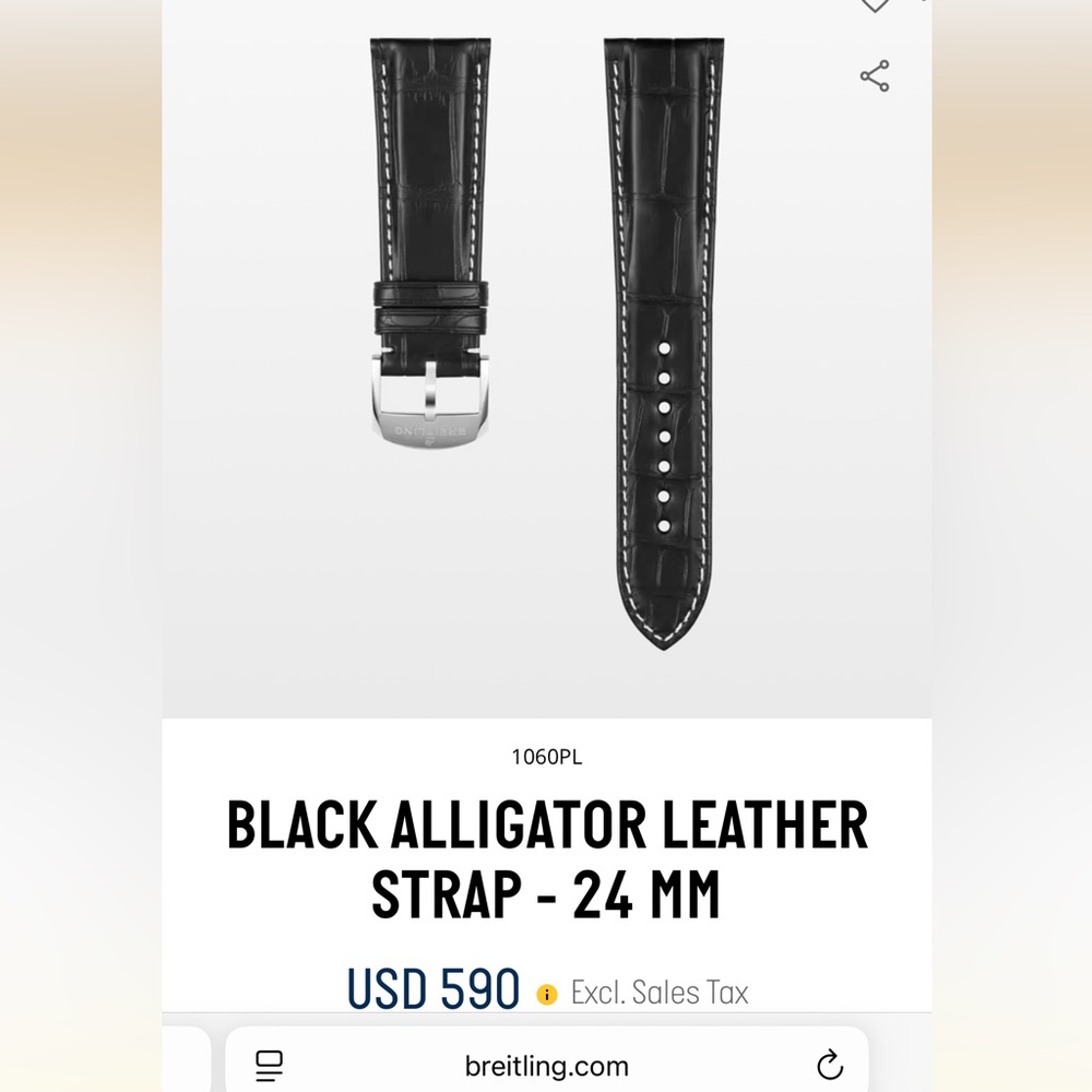 BLACK ALLIGATOR LEATHER STRAP - - Picture 8 of 8